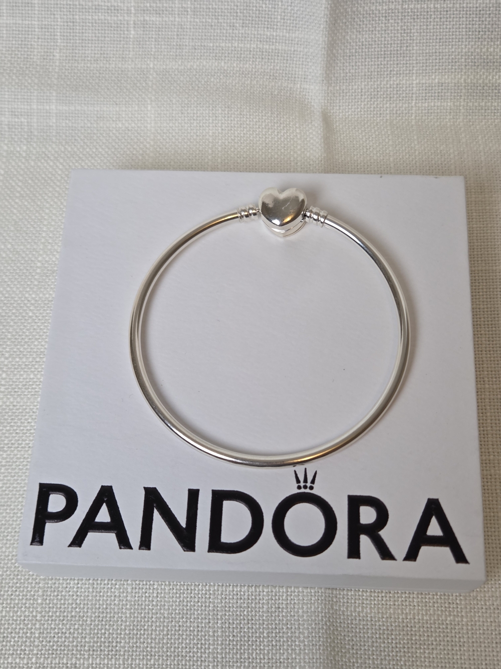 Pandora Silver Heart Clasp Bangle Bracelet - Silver